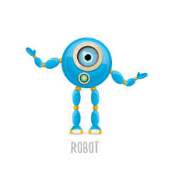 vector funny cartoon blue robot character