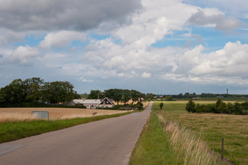 Fototapeta na wymiar Naesbyvej road on the island of Oroe in Denmark