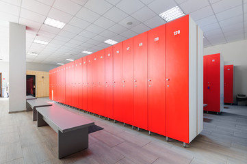Interior of gym locker room