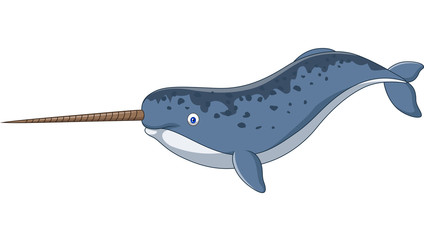 Cartoon narwhal isolated on white background