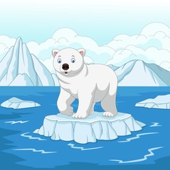 Fototapeta premium Cartoon polar bear isolated on ice floe