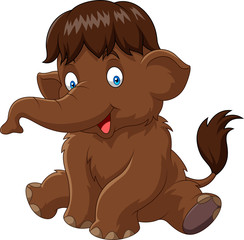 Cartoon baby mammoth sitting