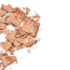 Crushed face powder isolated on white background