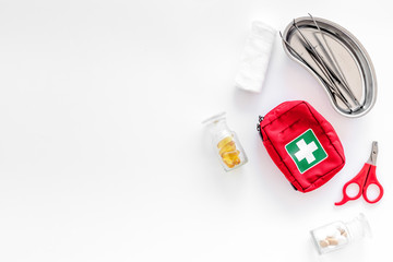 cure tools for pet cat and dog treatment in grooming set on white background top view mock-up