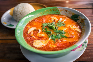 Famous spicy Tom Yam soup at Phuket, Thailand.