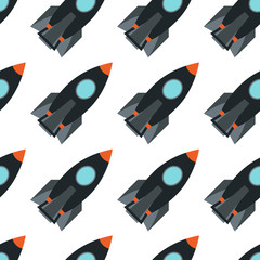 Seamless pattern with space rocket. Vector illustration.
