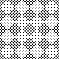 Seamless checkered chess monochrome pattern. Black squares consisting of circles on white background. Pattern for fabric and clothing. Vector
