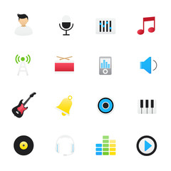 Music Icons. Vector Illustration Color Icons Flat Style.
