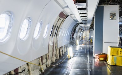 Structure of an aircraft under maintenance at airlines