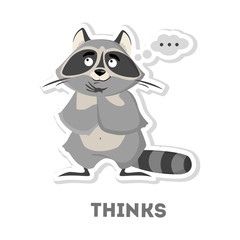 Isolated thinking raccoon.