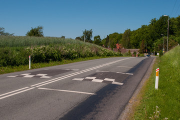 Fototapeta premium Speed bump on a Road between Hillerod and Allerod in Denmark
