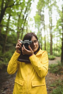 Woman clicking photos of nature