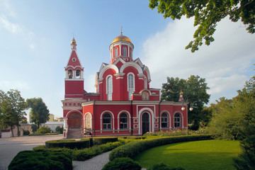 Fototapeta na wymiar Church of the Annunciation of the Blessed Virgin in Petrovsky Park in Moscow, Russia