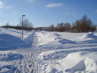 a snowy day in Aalborg in Denmark