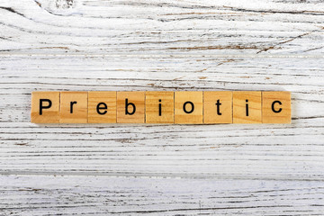 PREBIOTIC word made with wooden blocks concept