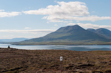 Fototapeta na wymiar view from island of Hrisey in Iceland