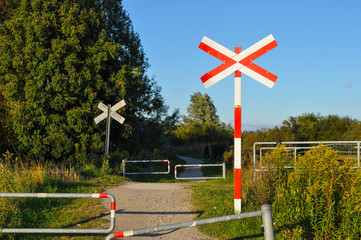Fototapeta premium railway crossing in Aalborg Denmark