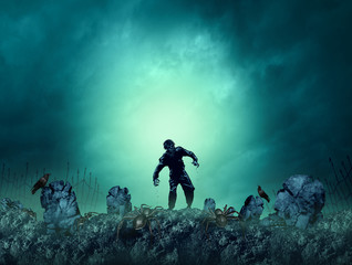 Obraz na płótnie Canvas Zombie Grave Halloween Background