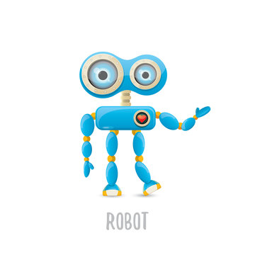 vector funny cartoon blue robot character