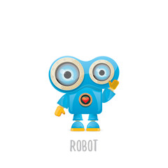 vector funny cartoon blue robot character