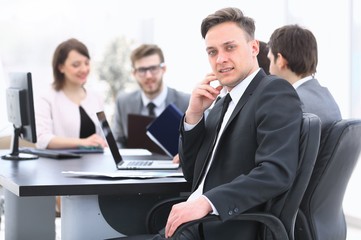 Fototapeta premium business team with a senior Manager in the foreground