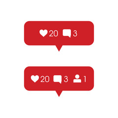 Vector - Like, follower, comment vector icons set. Template of counter with info for social networking. Illustration of web counter 