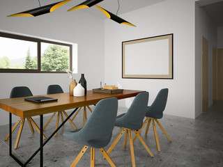Interior modern design room 3D illustration