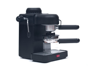 Black espresso maker machine isolated on white background