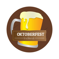 Isolated oktoberfest label with a beer mug, Vector illustration