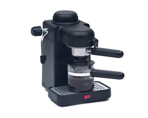 Black espresso maker machine isolated on white background