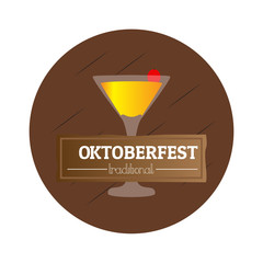 Isolated oktoberfest label with a cocktail, Vector illustration