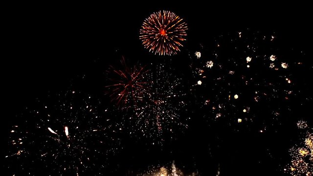 Fireworks light up the sky. New Year, Birthday celebration