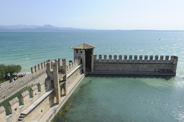 Scaliger castle - the 13th century fortress in Sirmione, Lake Garda,Italy