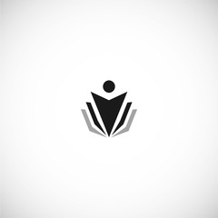 Isolated abstract black color education and learn logo, university and school book, graduate human silhouettes logotype on white background vector illustration. Teaching symbol