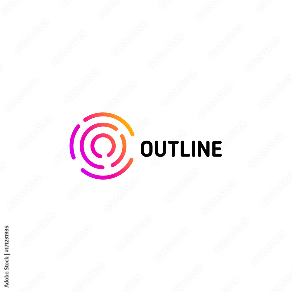 Aufkleber isolated dotted line art logo template. abstract linear logotype. colorful geometric icon. outline i