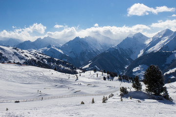 view of Alps in Zillertall valley, Austria