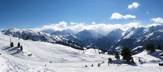 view of Alps in Zillertall valley, Austria