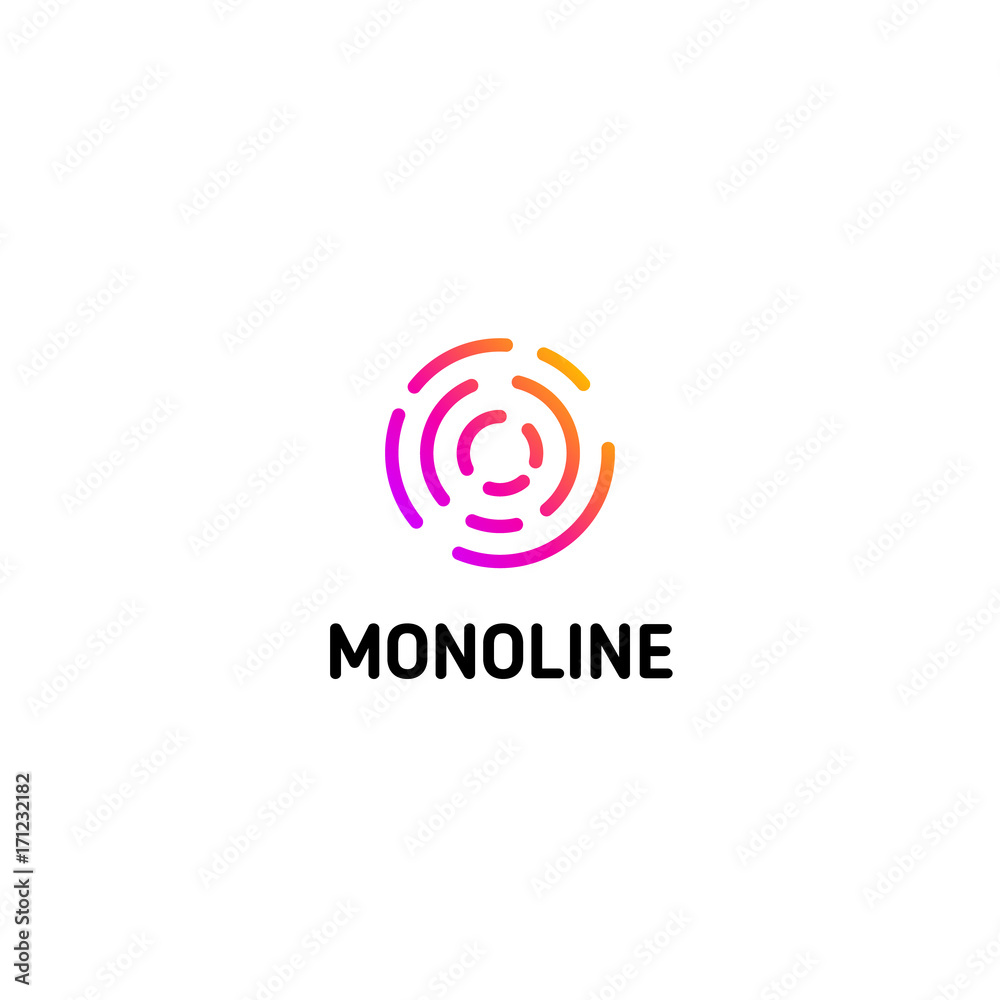 Fototapete isolated dotted line art logo template. abstract linear logotype. colorful geometric icon. outline i