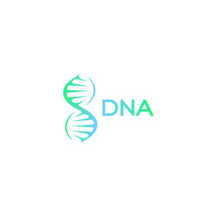 Abstract DNA molecule vector logo. Turquoise and blue color science sign. Laboratory of scientific discovery logotype. Stem cells cultivation technology research,medical business icon,design element.