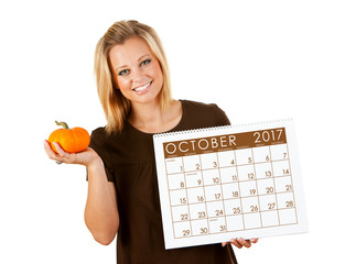 2017 Calendar: Woman Ready For Fall October Season