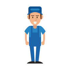 happy repair worker or handyman icon image vector illustration design 