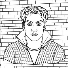 black and white illustration of a man