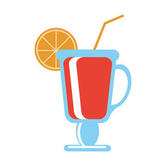 cocktail with citrus wedge icon image vector illustration design 