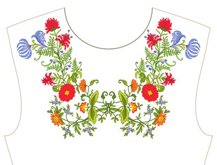 Embroidery for neckline, collar for T-shirt, blouse, shirt. Patt