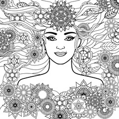 beautiful woman on a white background.