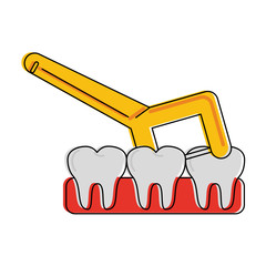 floss flossing molars dental care related icon image vector illustration design 