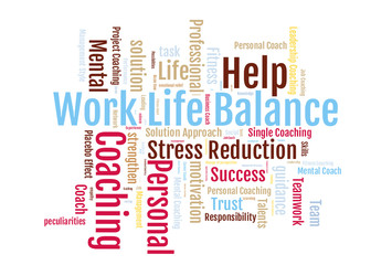 Obraz premium Work life Balance word cloud on awhite background