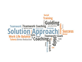 Solution Approach word cloud shaped as a arrow