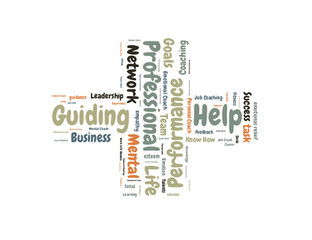 Professional guiding word cloud shaped as a cross