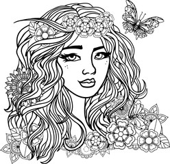 beautiful woman on a white background.